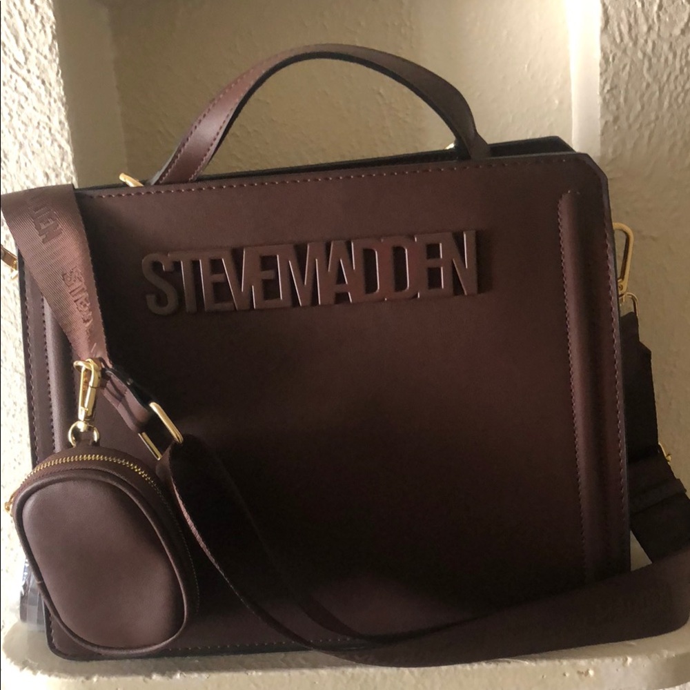 Steve Madden Brown Crossbody Bag with Embossed Logo